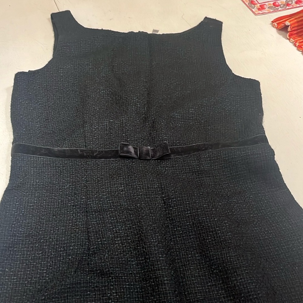 Vintage tweed black dress with bow